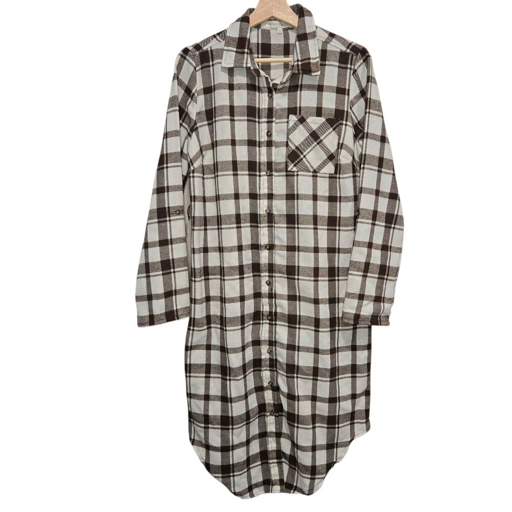 Madison + Hudson Plaid Button-Up Shirt Dress